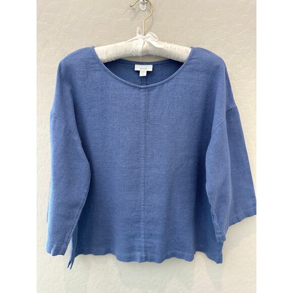 J.JILL | Pure Jill Petite Blue Hemp Cotton Oversized Boxy Lagenlook Top | Small - Picture 1 of 7